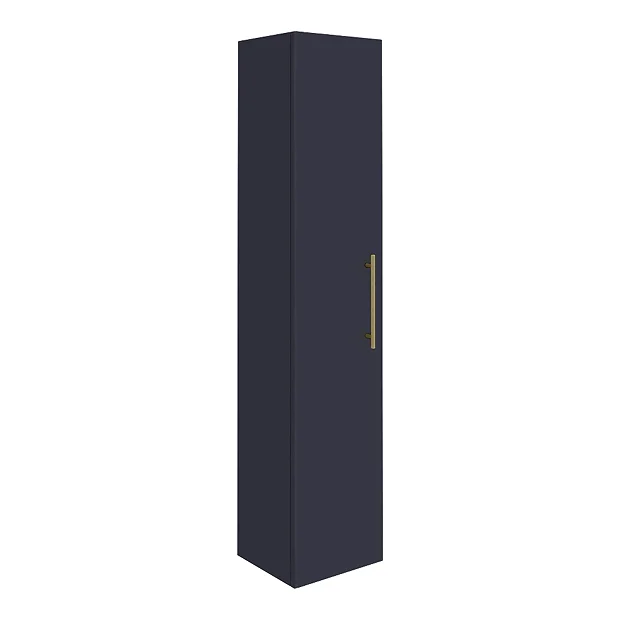 Arezzo Wall Hung Tall Storage Cabinet - Matt Blue - With Industrial Style Brushed Brass Handle 4 Arezzo Wall Hung Tall Storage Cabinet - Matt Blue - With Industrial Style Brushed Brass Handle - Image 2