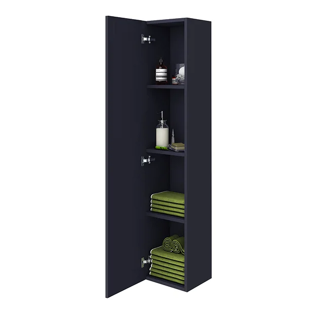 Arezzo Wall Hung Tall Storage Cabinet - Matt Blue - With Industrial Style Brushed Brass Handle 3 Arezzo Wall Hung Tall Storage Cabinet - Matt Blue - With Industrial Style Brushed Brass Handle