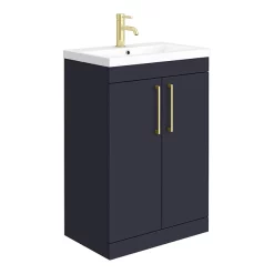 Arezzo Blue Floor Standing Vanity Unit, Tall Cabinet + Toilet Pack With Brass Handles 10 Arezzo Blue Floor Standing Vanity Unit, Tall Cabinet + Toilet Pack With Brass Handles -Vanity Unit Bathroom Suites azbbfsp1 d1