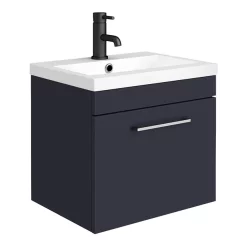 Arezzo Blue Wall Hung Sink Vanity Unit + Toilet Package With Chrome Handle -Vanity Unit Bathroom Suites azbchwhp1 d1