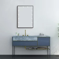 Arezzo Bulb Matt Black 500 X 700mm LED Illuminated Mirror With Motion Sensor + Anti-Fog -Vanity Unit Bathroom Suites azbm103 d3