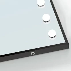 Arezzo Bulb Matt Black 500 X 700mm LED Illuminated Mirror With Motion Sensor + Anti-Fog