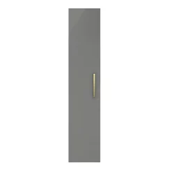 Arezzo Matt Grey Wall Hung Tall Storage Cabinet With Brushed Brass Handle -Vanity Unit Bathroom Suites azg14whcbb nd1