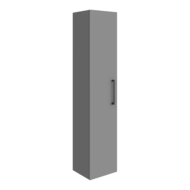 Arezzo Matt Grey Wall Hung Tall Storage Cabinet With Matt Black Handle 4 Arezzo Matt Grey Wall Hung Tall Storage Cabinet With Matt Black Handle - Image 2