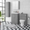 Arezzo Matt Grey Wall Hung Tall Storage Cabinet With Chrome Handle -Vanity Unit Bathroom Suites azg14whcch d3