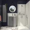 Arezzo Wall Hung Tall Storage Cabinet - Matt Grey - With Industrial Style Chrome Handle -Vanity Unit Bathroom Suites azg14whcchis d2