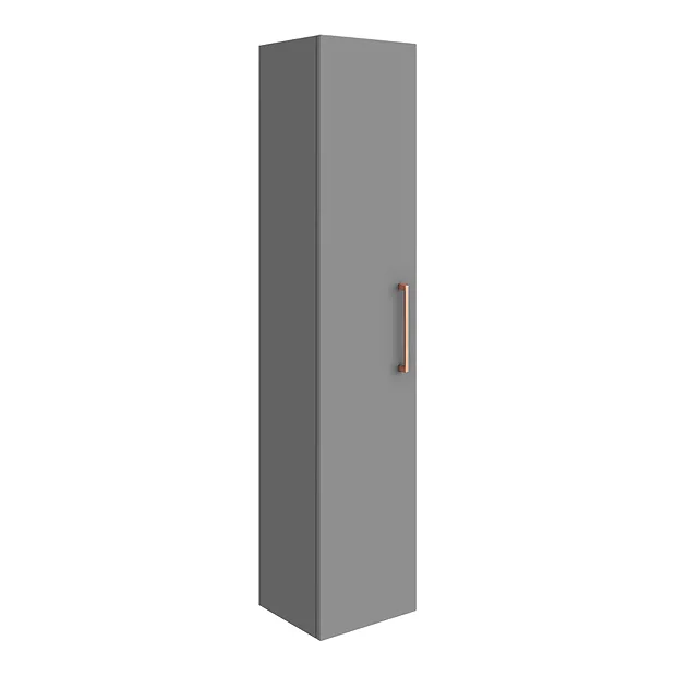 Arezzo Matt Grey Wall Hung Tall Storage Cabinet With Rose Gold Handle 4 Arezzo Matt Grey Wall Hung Tall Storage Cabinet With Rose Gold Handle - Image 2