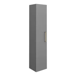Arezzo Grey Floor Standing Vanity Unit, Tall Cabinet + Toilet Pack With Brass Handles -Vanity Unit Bathroom Suites azgbrfsp1 nd6