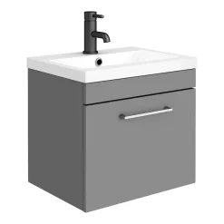 Arezzo Grey Wall Hung Sink Vanity Unit + Toilet Package With Chrome Handle -Vanity Unit Bathroom Suites azgchwhp1 d1