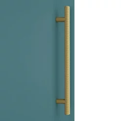 Arezzo Wall Hung Tall Storage Cabinet - Matt Teal Green - With Brushed Brass Chrome Handle