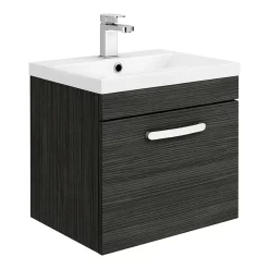 Brooklyn Bathroom Suite - Black With Chrome Handle - 500mm Wall Hung Vanity & Toilet -Vanity Unit Bathroom Suites b5whblkcc d1