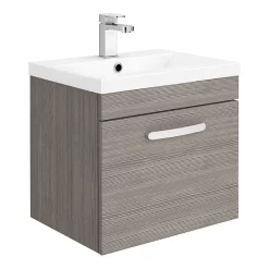 Brooklyn Bathroom Suite - Grey Avola With Chrome Handle - 500mm Wall Hung Vanity & Toilet -Vanity Unit Bathroom Suites b5whgacc detail01