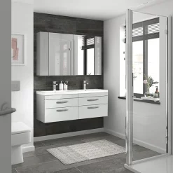 Klyn Bathroom Brooklyn 600mm Grey Mist Bathroom Mirror & Fascia Cabinet -Vanity Unit Bathroom Suites b6gmwmf d1