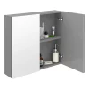 Klyn Bathroom Brooklyn 800mm Grey Mist Bathroom Mirror Cabinet - 2 Door -Vanity Unit Bathroom Suites b8gmwm d2