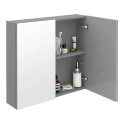Klyn Bathroom Brooklyn 800mm Grey Mist Bathroom Mirror Cabinet - 2 Door