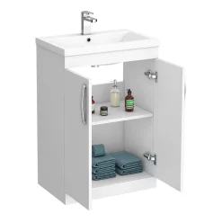 Klyn Bathroom Brooklyn Gloss White Bathroom Suite + B Shaped Bath -Vanity Unit Bathroom Suites bgwbs d4