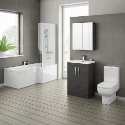 Klyn Bathroom Brooklyn Black Bathroom Suite With L-Shaped Bath -Vanity Unit Bathroom Suites bhbbsl l