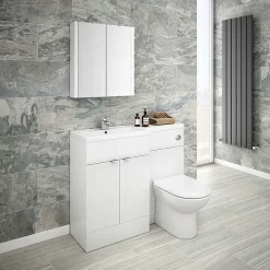 Klyn Bathroom Brooklyn 1100mm White Gloss Combination Furniture Pack -Vanity Unit Bathroom Suites bkwht1100 lrg