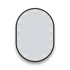 Arezzo Bulb 500 X 700mm Capsule Matt Black LED Illuminated Mirror With Motion Sensor + Anti-Fog -Vanity Unit Bathroom Suites bm100 d1