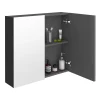 Klyn Bathroom Brooklyn 800mm Gloss Grey Bathroom Mirror Cabinet - 2 Door -Vanity Unit Bathroom Suites bm8gry d3