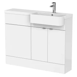 Klyn Bathroom Brooklyn 1100 Gloss White Semi-Recessed Combination Unit (Round Basin, Vanity + WC Unit) 7 Klyn Bathroom Brooklyn 1100 Gloss White Semi-Recessed Combination Unit (Round Basin, Vanity + WC Unit) -Vanity Unit Bathroom Suites br14wl