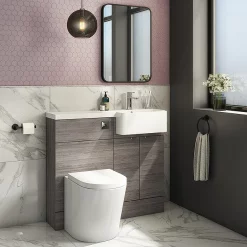 Klyn Bathroom Brooklyn 1000 Grey Avola Semi-Recessed Combination Unit (Round Basin, Vanity + WC Unit) -Vanity Unit Bathroom Suites br15lrnl