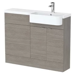 Klyn Bathroom Brooklyn 1100 Grey Avola Semi-Recessed Combination Unit (Round Basin, Vanity + WC Unit) -Vanity Unit Bathroom Suites br54 lrg