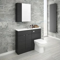 Klyn Bathroom Brooklyn 600mm Bathroom Mirror & Fascia Cabinet - Black 7 Klyn Bathroom Brooklyn 600mm Bathroom Mirror & Fascia Cabinet - Black -Vanity Unit Bathroom Suites brooklynbathroommirrorfasciacabinetblack600mmd1