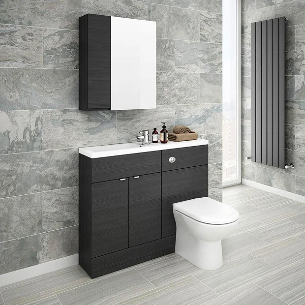 Klyn Bathroom Brooklyn 600mm Bathroom Mirror & Fascia Cabinet - Black 5 Klyn Bathroom Brooklyn 600mm Bathroom Mirror & Fascia Cabinet - Black - Image 3
