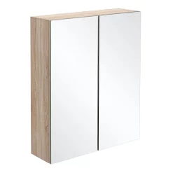 Klyn Bathroom Brooklyn Natural Oak 600mm Bathroom Mirror Cabinet - 2 Door -Vanity Unit Bathroom Suites brooklynnaturaloak600mmbathroommirrorcabinetnwl