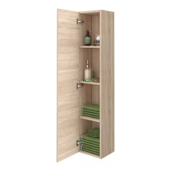 Klyn Bathroom Brooklyn Natural Oak Wall Hung 1 Door Tall Storage Cabinet