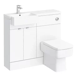 Klyn Bathroom Brooklyn 1000 Gloss White Semi-Recessed Combination Unit (Square Basin, Vanity + WC Unit)