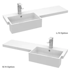 Klyn Bathroom Brooklyn 1000 Gloss White Square Semi-Recessed Combination Unit W. Brushed Brass Handles + Flush -Vanity Unit Bathroom Suites bs14bb d1