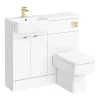 Klyn Bathroom Brooklyn 1000 Gloss White Square Semi-Recessed Combination Unit W. Brushed Brass Handles + Flush -Vanity Unit Bathroom Suites bs14bb d4