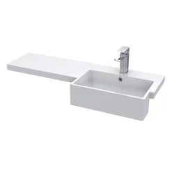 Klyn Bathroom Brooklyn 1000 Gloss White Semi-Recessed Combination Unit (Square Basin, Vanity + WC Unit) -Vanity Unit Bathroom Suites bs14d1