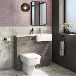 Klyn Bathroom Brooklyn 1000 Grey Avola Semi-Recessed Combination Unit (Square Basin, Vanity + WC Unit) -Vanity Unit Bathroom Suites bs54lr n l
