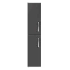 Klyn Bathroom Brooklyn Gloss Grey Wall Hung 2 Door Tall Storage Cabinet -Vanity Unit Bathroom Suites btbgg nd1