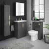 Klyn Bathroom Brooklyn Gloss Grey Wall Hung Tall Storage Cabinet With Brushed Brass Handles -Vanity Unit Bathroom Suites btbggbb d1