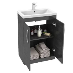 Klyn Bathroom Brooklyn Black Bathroom Suite With Tall Cabinet -Vanity Unit Bathroom Suites btcblk d2