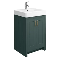 Chatsworth Traditional Green Sink Vanity Unit + Toilet Package -Vanity Unit Bathroom Suites c560wcgrn d1