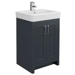 Chatsworth Traditional Graphite 560mm Vanity Sink + 300mm Cupboard Unit -Vanity Unit Bathroom Suites c825blk d2
