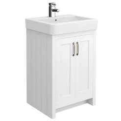 Chatsworth Traditional White 560mm Vanity Sink + 300mm Cupboard Unit -Vanity Unit Bathroom Suites c825wht detail1