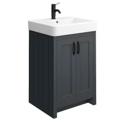 Chatsworth Traditional Graphite Double Basin Vanity + Cupboard Combination Unit With Matt Black Handles 9 Chatsworth Traditional Graphite Double Basin Vanity + Cupboard Combination Unit With Matt Black Handles -Vanity Unit Bathroom Suites cblk142pkmb d2
