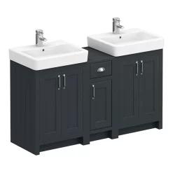Chatsworth Traditional Graphite Double Basin Vanity + Cupboard Combination Unit 10 Chatsworth Traditional Graphite Double Basin Vanity + Cupboard Combination Unit -Vanity Unit Bathroom Suites cblk142pknd1