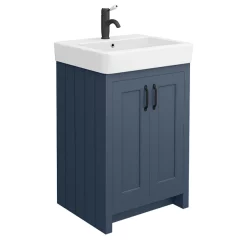 Chatsworth Traditional Blue Double Basin Vanity + Cupboard Combination Unit With Matt Black Handles 9 Chatsworth Traditional Blue Double Basin Vanity + Cupboard Combination Unit With Matt Black Handles -Vanity Unit Bathroom Suites cblu142pkmb d2
