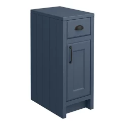 Chatsworth Traditional Blue Double Basin Vanity + Cupboard Combination Unit With Matt Black Handles