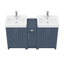 Chatsworth Traditional Blue Double Basin Vanity + Cupboard Combination Unit 11 Chatsworth Traditional Blue Double Basin Vanity + Cupboard Combination Unit -Vanity Unit Bathroom Suites cblu142pknd2