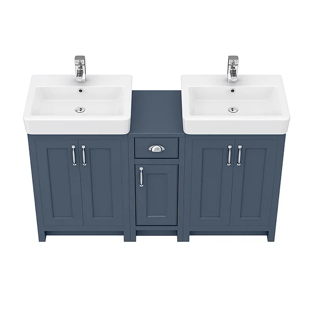 Chatsworth Traditional Blue Double Basin Vanity + Cupboard Combination Unit 6 Chatsworth Traditional Blue Double Basin Vanity + Cupboard Combination Unit - Image 4