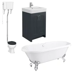 Chatsworth High Level Graphite Roll Top Bathroom Suite -Vanity Unit Bathroom Suites chlsblk2 d4