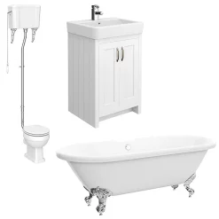 Chatsworth High Level White Roll Top Bathroom Suite -Vanity Unit Bathroom Suites chlswht detail1